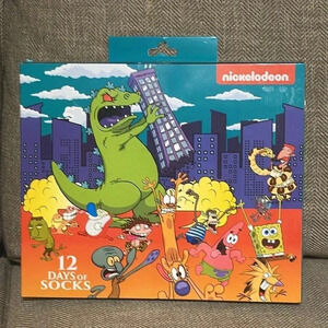 NWT nickelodeon 12 days of socks crew/low cut Sz 4-10 gift set box 12 pair